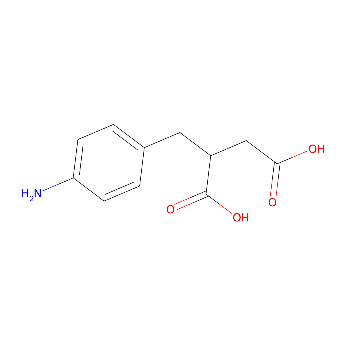 2-((4-Aminophenyl)methyl)butanedioic acid molecular structure, CAS 75043-31-1