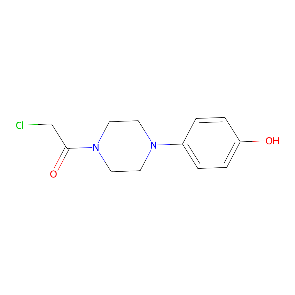 2-Chloro-1-(4-(4-hydroxyphenyl)piperazin-1-yl)ethanone molecular structure, CAS 75049-21-7