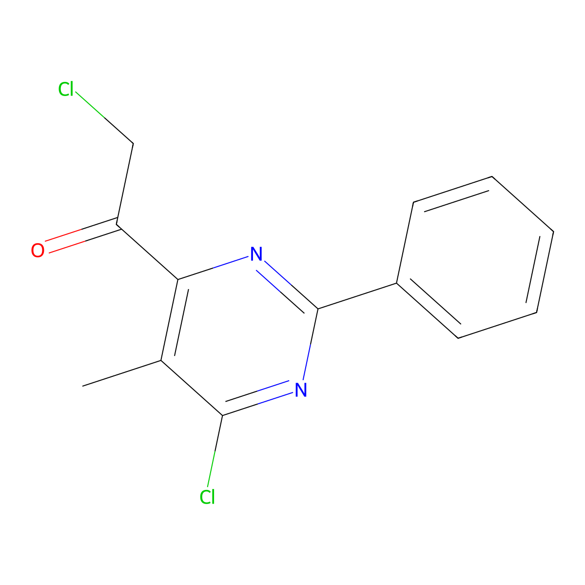 2-Chloro-1-(6-chloro-5-methyl-2-phenylpyrimidin-4-yl)ethanone molecular structure, CAS 7505-83-1