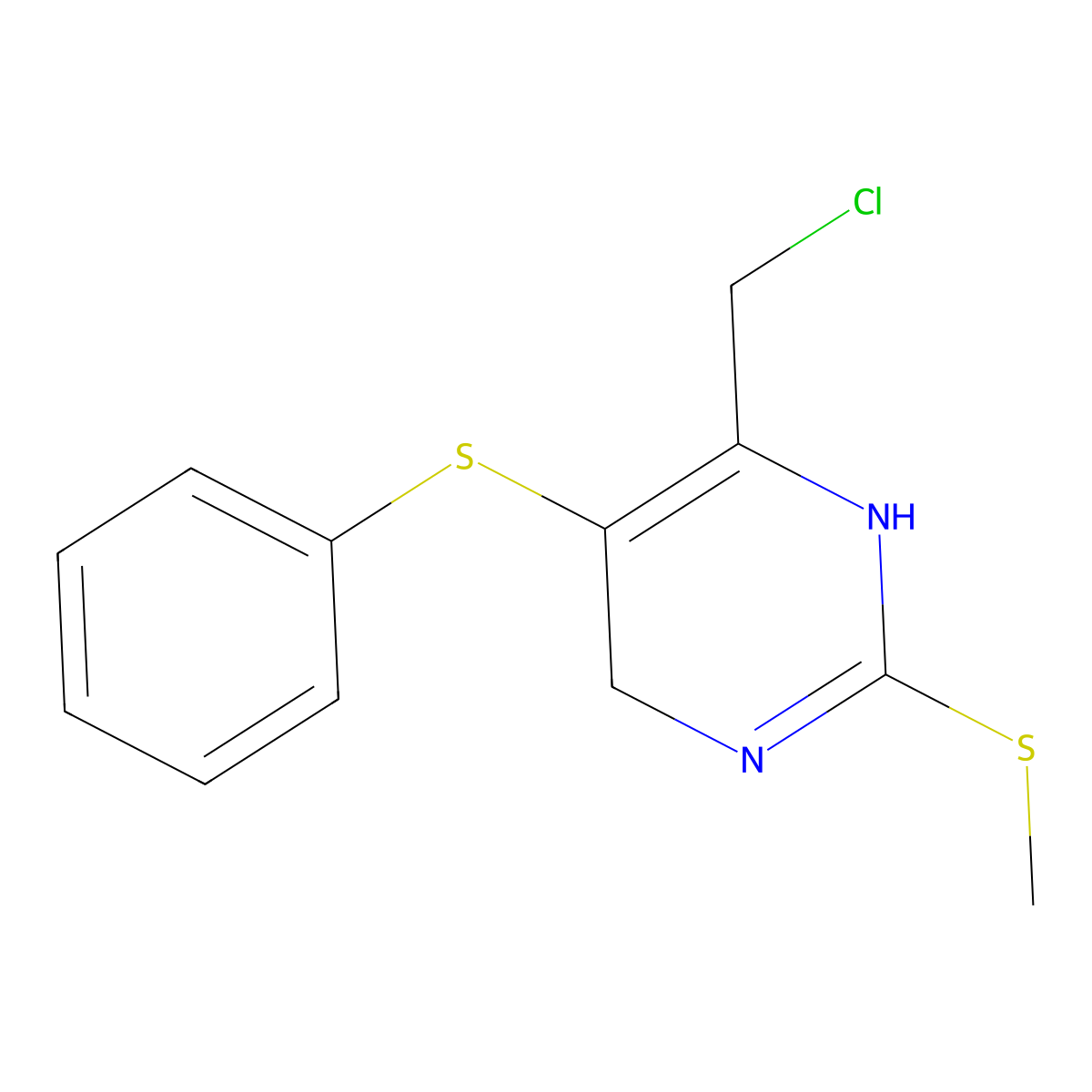 4-(Chloromethyl)-2-(methylsulfanyl)-5-(phenylsulfanyl)-1,6-dihydropyrimidine molecular structure, CAS 750515-91-4