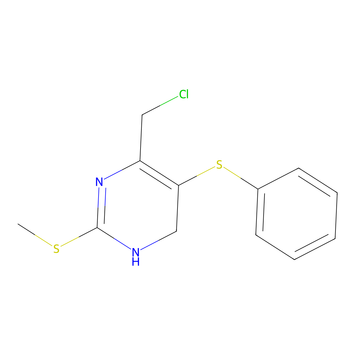 4-(Chloromethyl)-2-(methylsulfanyl)-5-(phenylsulfanyl)-1,6-dihydropyrimidine molecular structure, CAS 750515-91-4