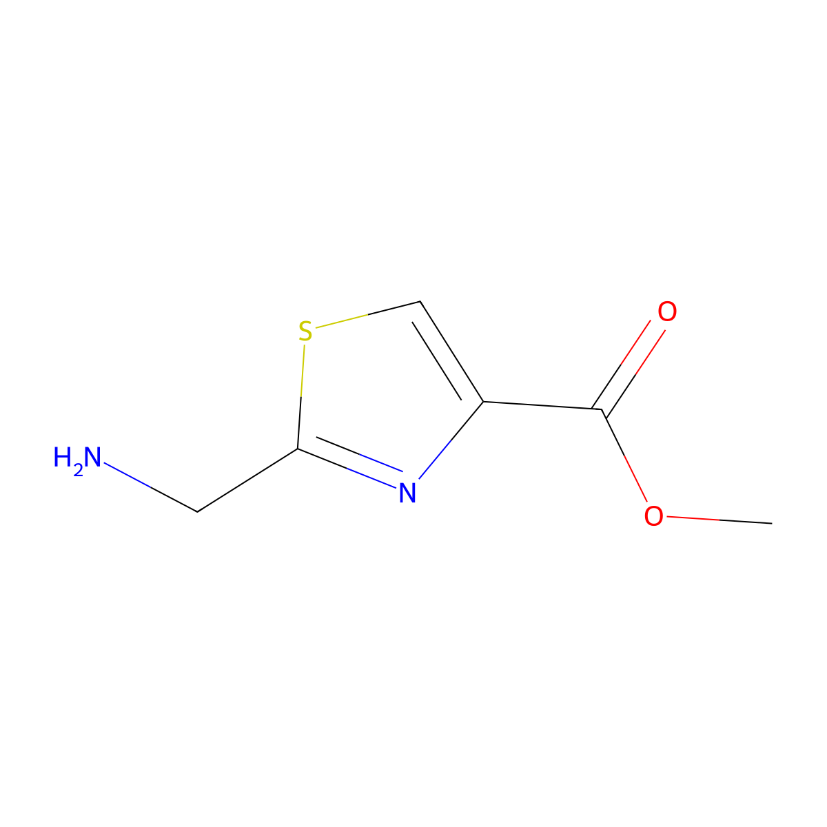 Methyl 2-(aminomethyl)-1,3-thiazole-4-carboxylate molecular structure, CAS 750528-74-6