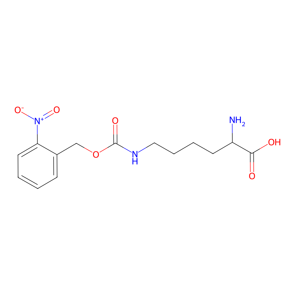 N6-(((2-Nitrobenzyl)oxy)carbonyl)-L-lysine molecular structure, CAS 750556-72-0