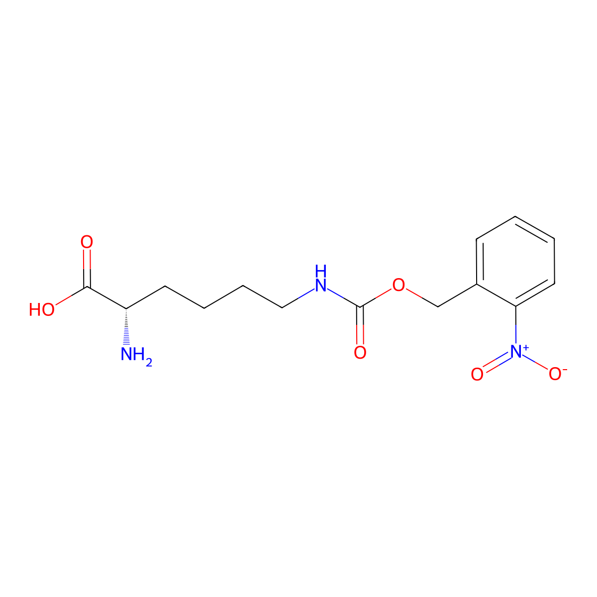 N6-(((2-Nitrobenzyl)oxy)carbonyl)-L-lysine molecular structure, CAS 750556-72-0