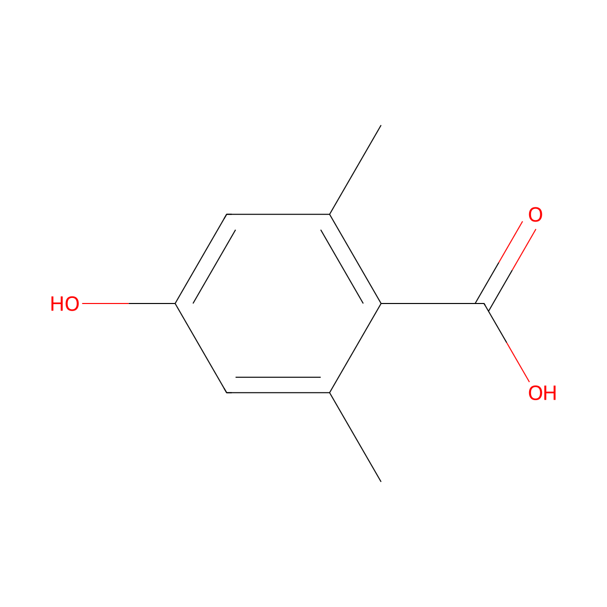 2,6-Dimethyl-4-hydroxybenzoic acid molecular structure, CAS 75056-97-2