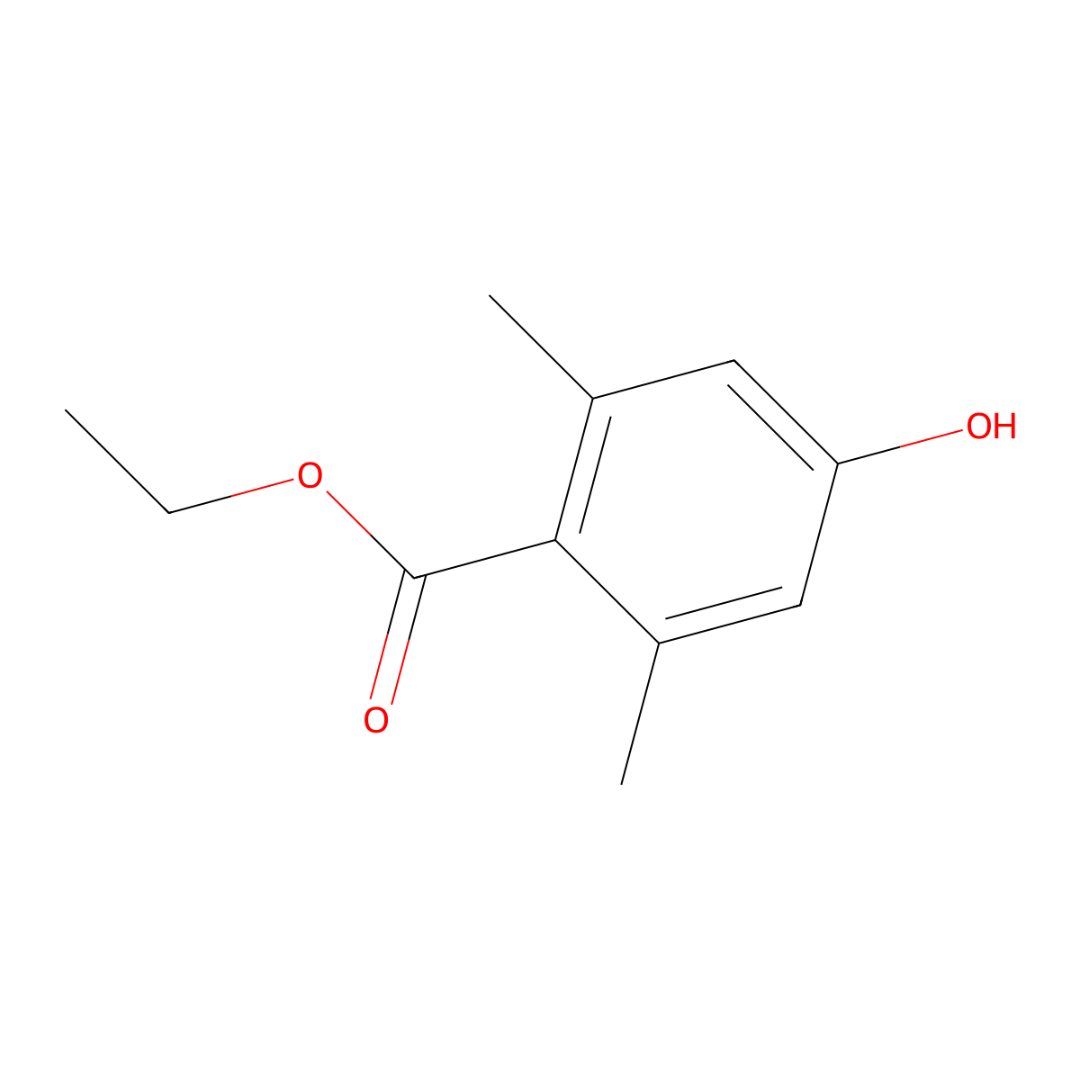 Ethyl 4-hydroxy-2,6-dimethylbenzoate molecular structure, CAS 75056-98-3