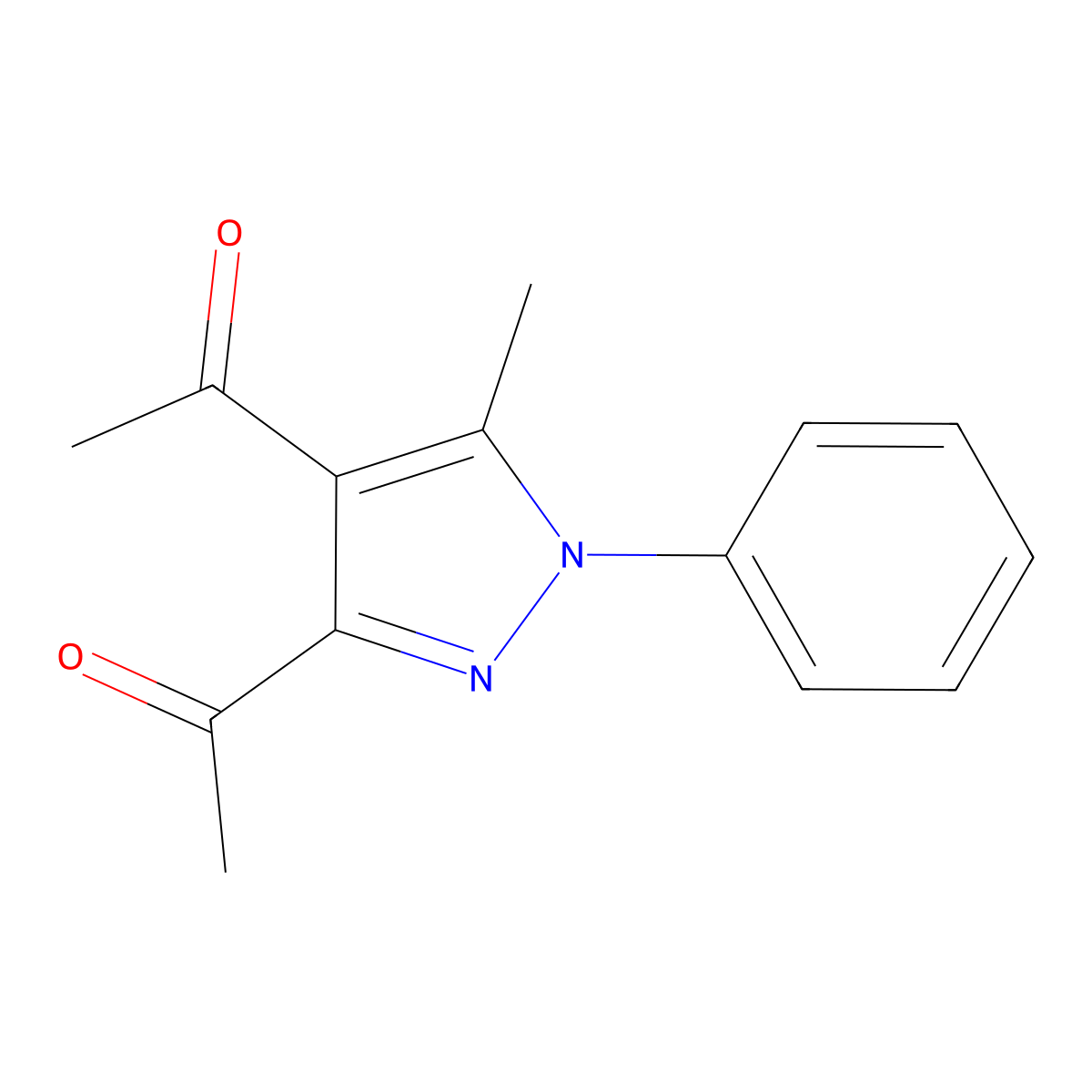 3,4-Diacetyl-5-methyl-1-phenylpyrazole molecular structure, CAS 75057-31-7