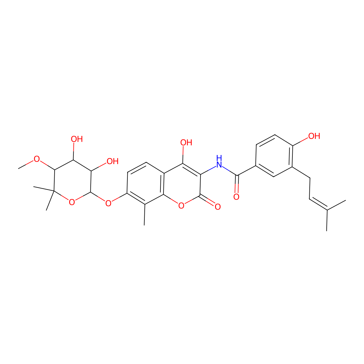 Descarbamoylnovobiocin molecular structure, CAS 75057-97-5