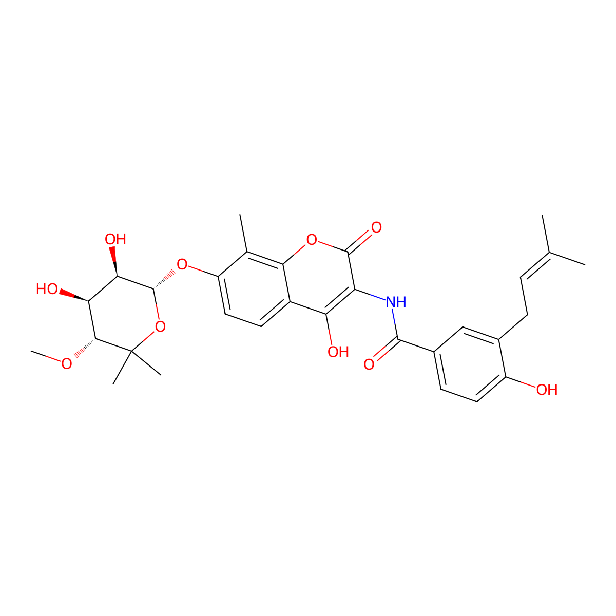 Descarbamoylnovobiocin molecular structure, CAS 75057-97-5