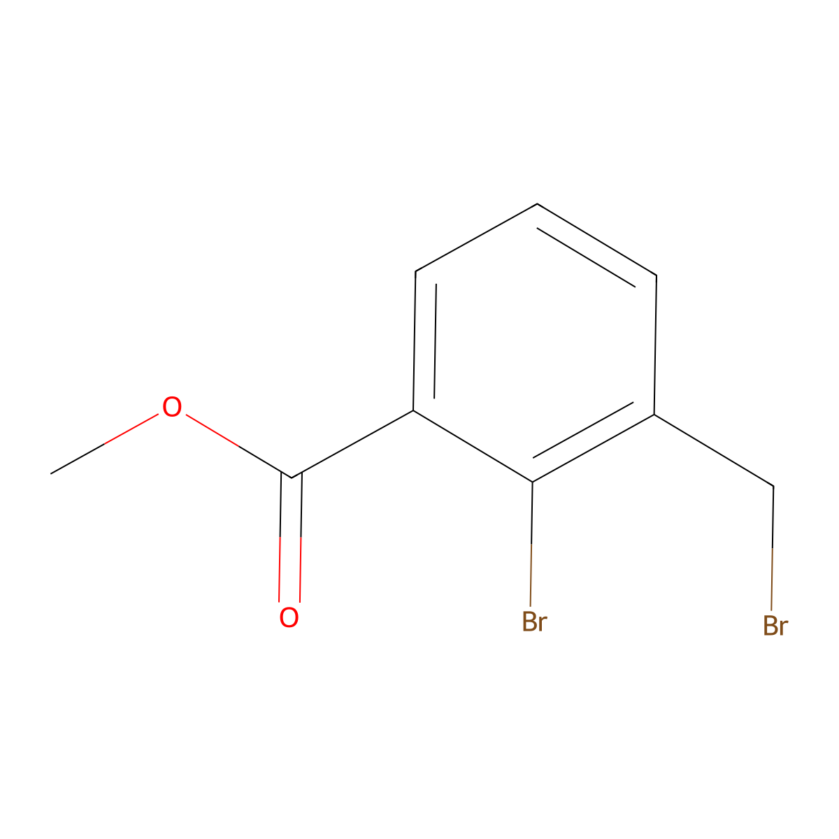 Methyl 2-bromo-3-(bromomethyl)benzoate molecular structure, CAS 750585-90-1