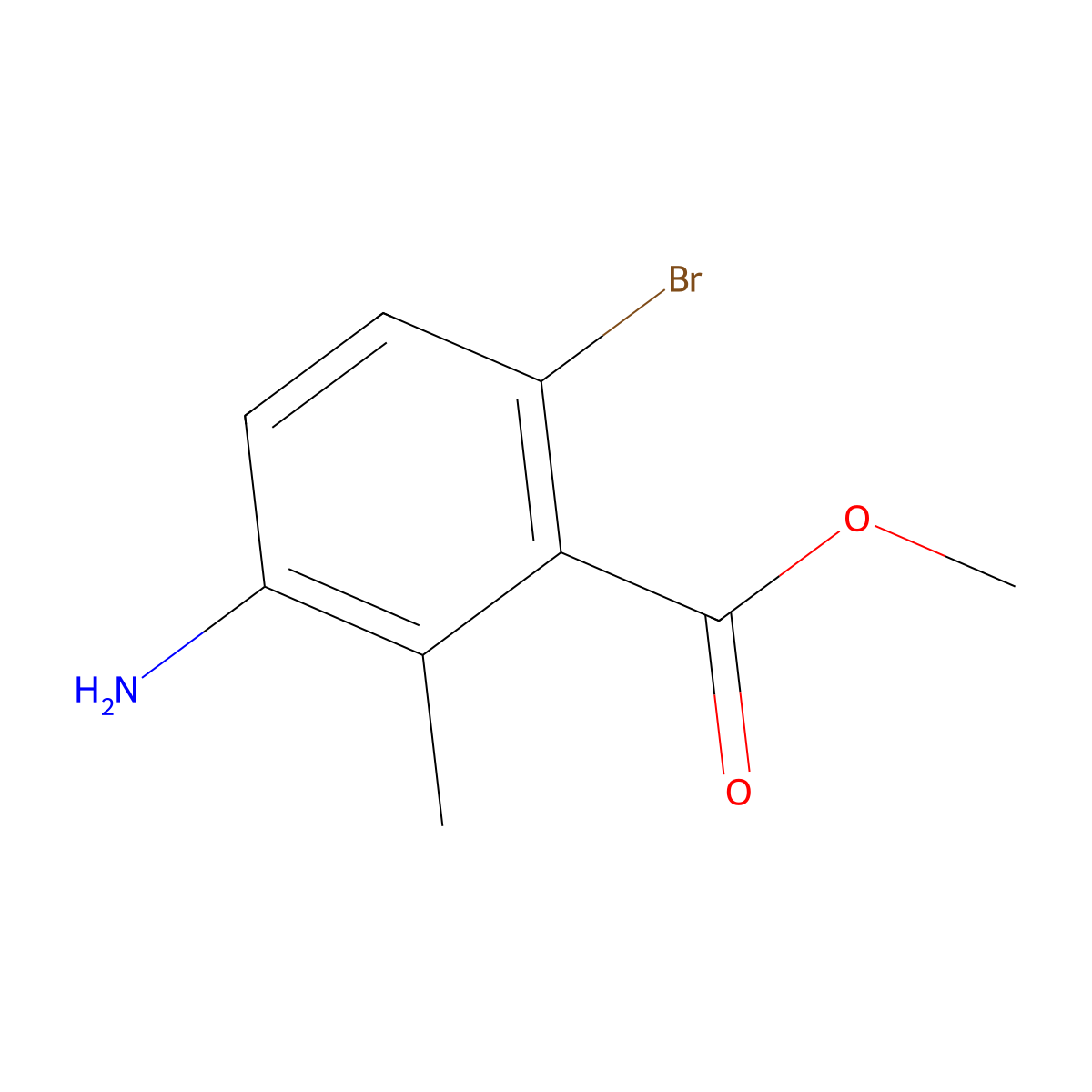 Methyl 3-amino-6-bromo-2-methylbenzoate molecular structure, CAS 750586-06-2