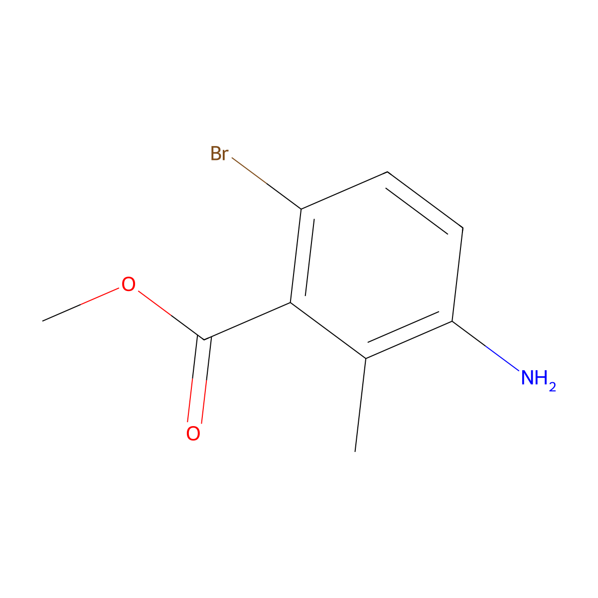 Methyl 3-amino-6-bromo-2-methylbenzoate molecular structure, CAS 750586-06-2