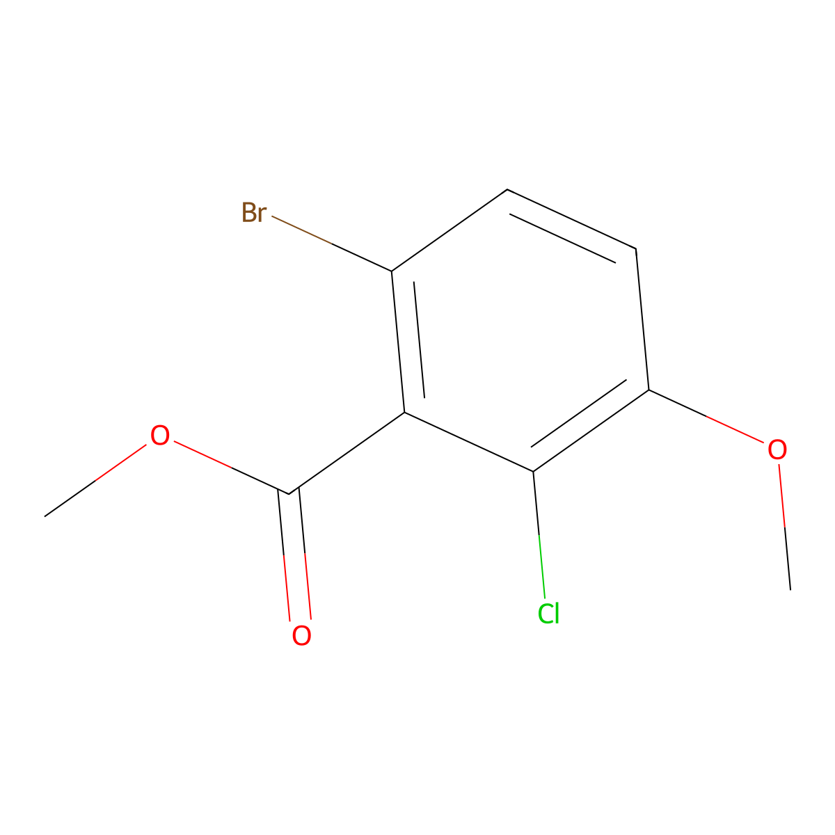 Methyl 6-bromo-2-chloro-3-methoxybenzoate molecular structure, CAS 750586-08-4