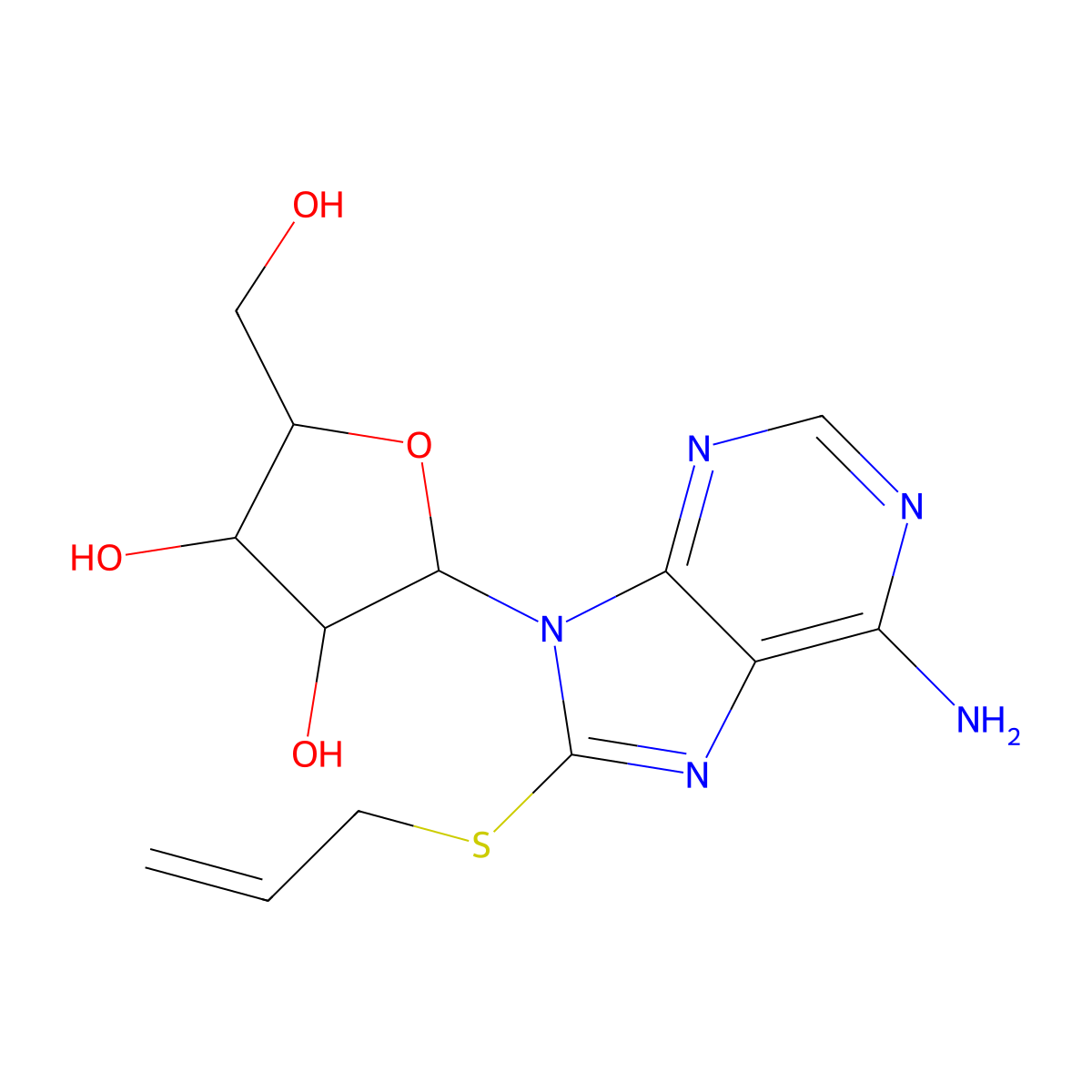 2-(6-Amino-8-prop-2-enylsulfanylpurin-9-yl)-5-(hydroxymethyl)oxolane-3,4-diol molecular structure, CAS 75059-23-3