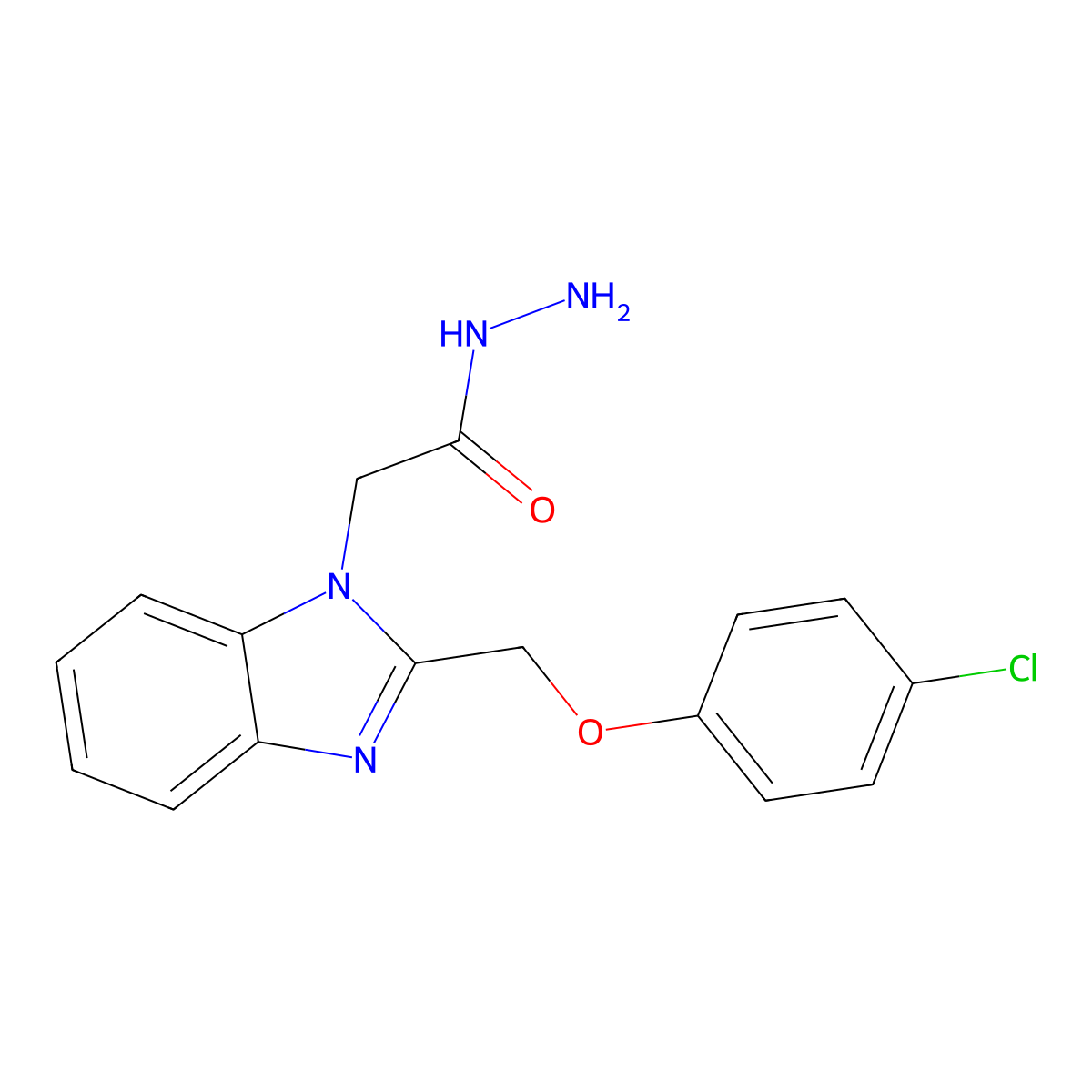 2-[2-(4-chlorophenoxymethyl)-1H-1,3-benzodiazol-1-yl]acetohydrazide molecular structure, CAS 750599-05-4
