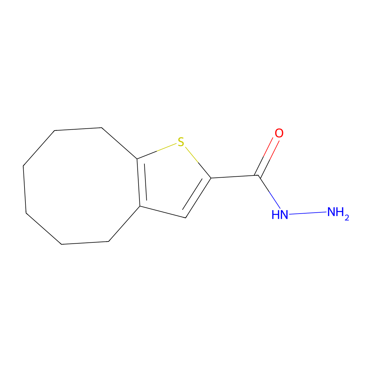 4H,5H,6H,7H,8H,9H-cycloocta[b]thiophene-2-carbohydrazide molecular structure, CAS 750599-06-5