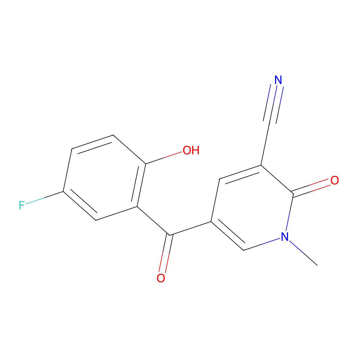 5-(5-Fluoro-2-hydroxybenzoyl)-1,2-dihydro-1-methyl-2-oxo-3-pyridinecarbonitrile molecular structure, CAS 750599-07-6
