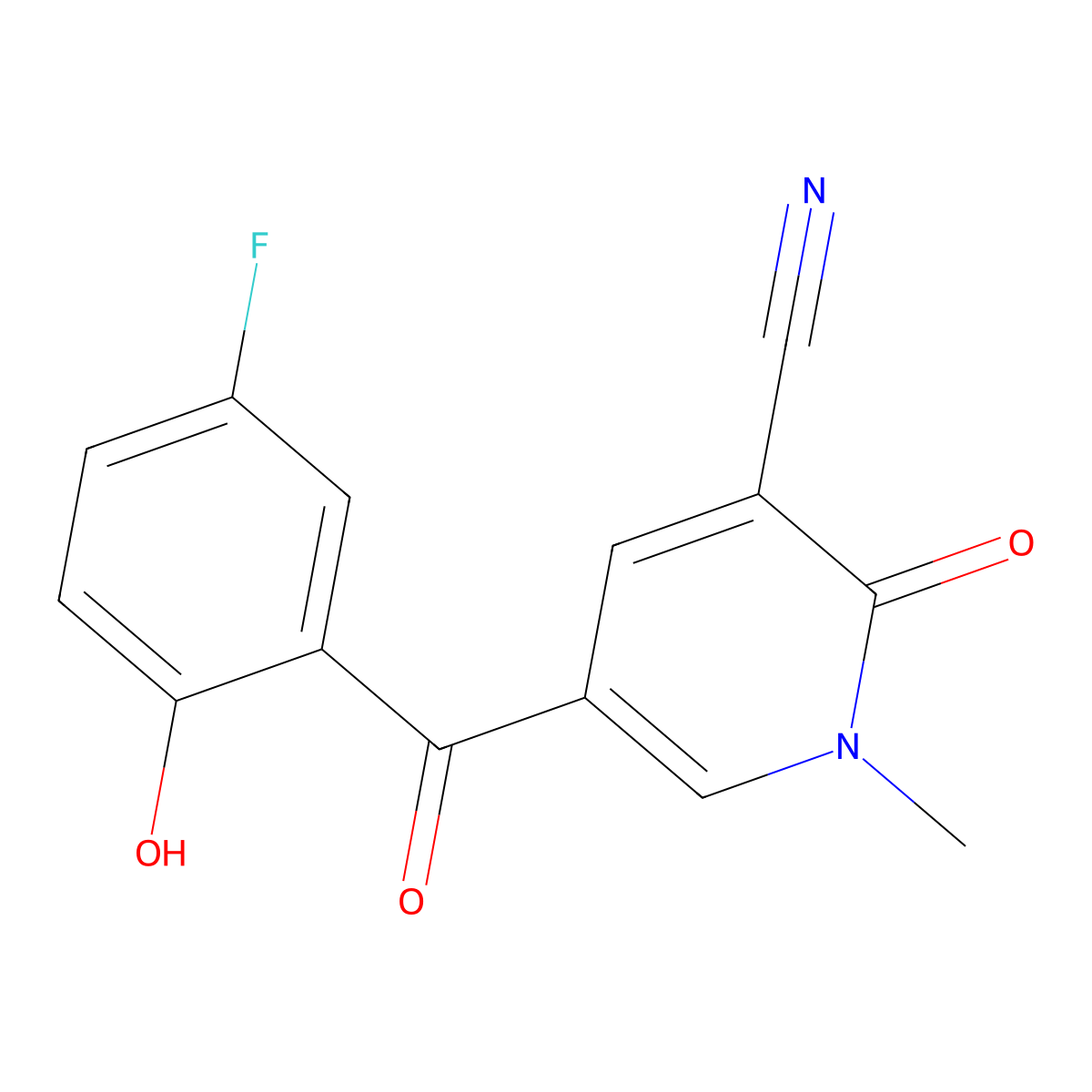 5-(5-Fluoro-2-hydroxybenzoyl)-1,2-dihydro-1-methyl-2-oxo-3-pyridinecarbonitrile molecular structure, CAS 750599-07-6