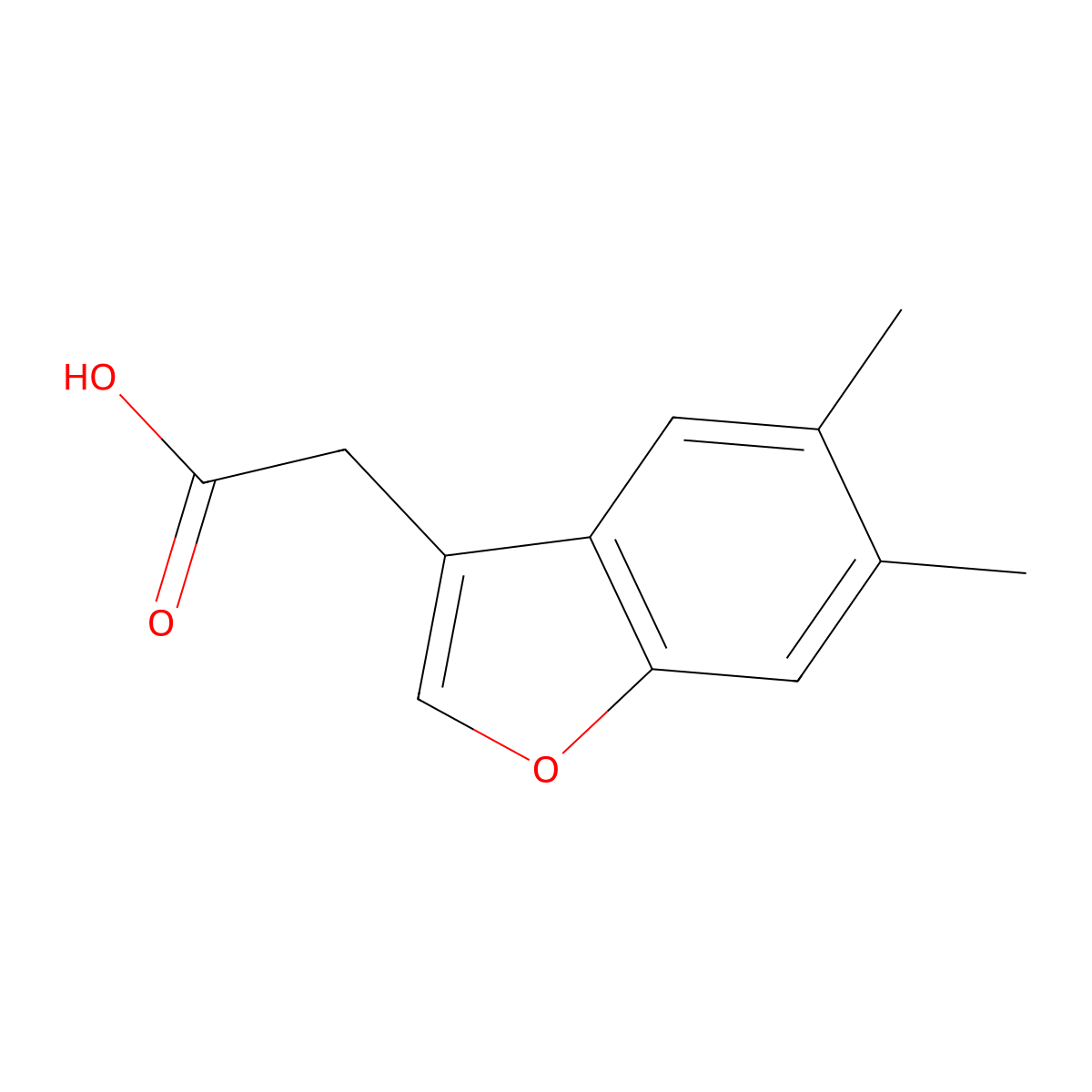 (5,6-Dimethyl-benzofuran-3-yl)-acetic acid molecular structure, CAS 750599-10-1