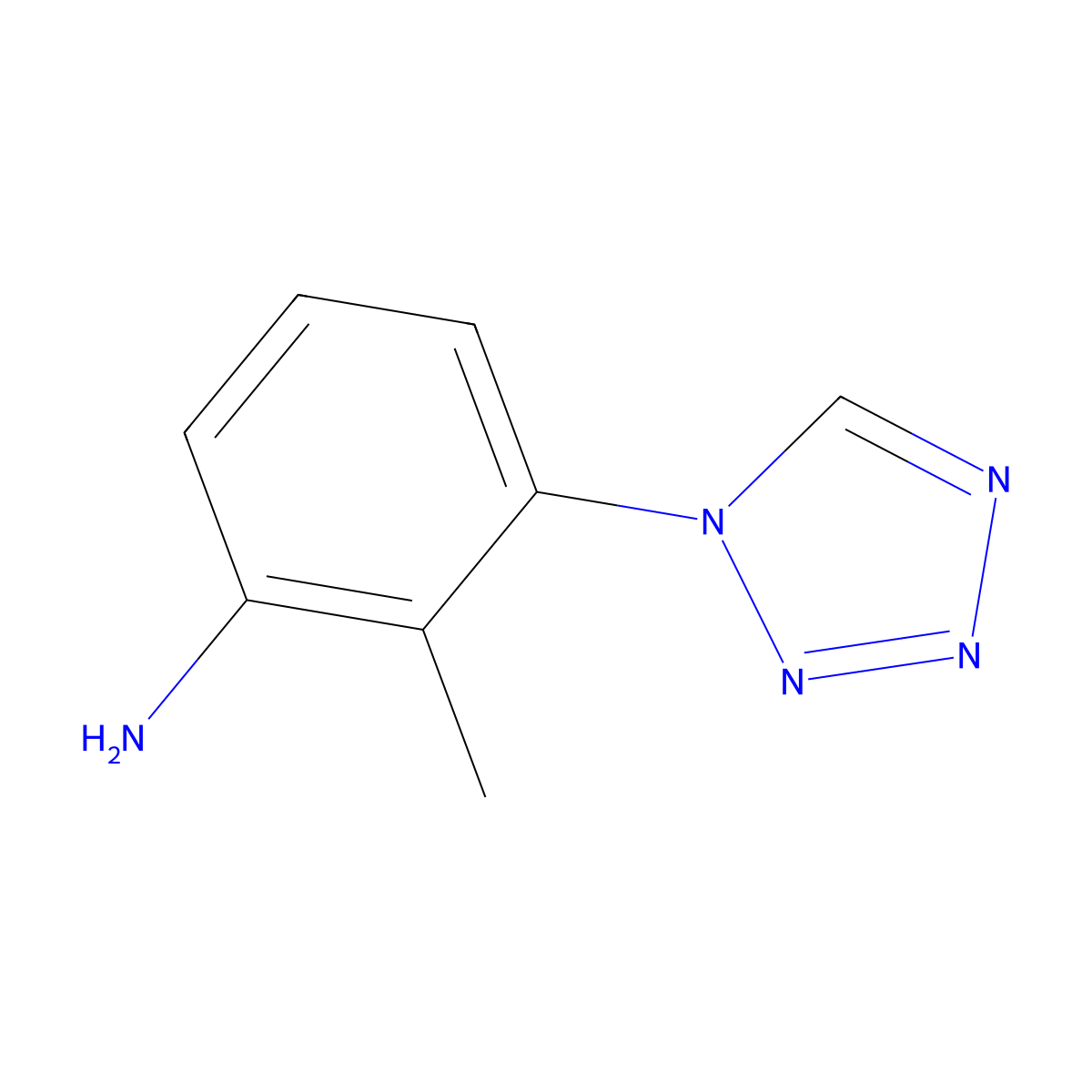 2-methyl-3-(1H-1,2,3,4-tetrazol-1-yl)aniline molecular structure, CAS 750599-22-5