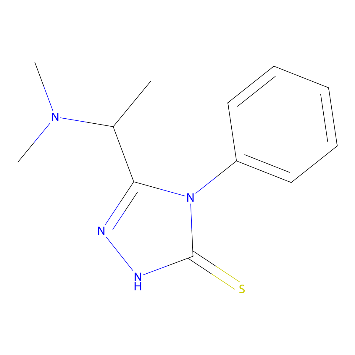 5-[1-(dimethylamino)ethyl]-4-phenyl-4H-1,2,4-triazole-3-thiol molecular structure, CAS 750599-29-2