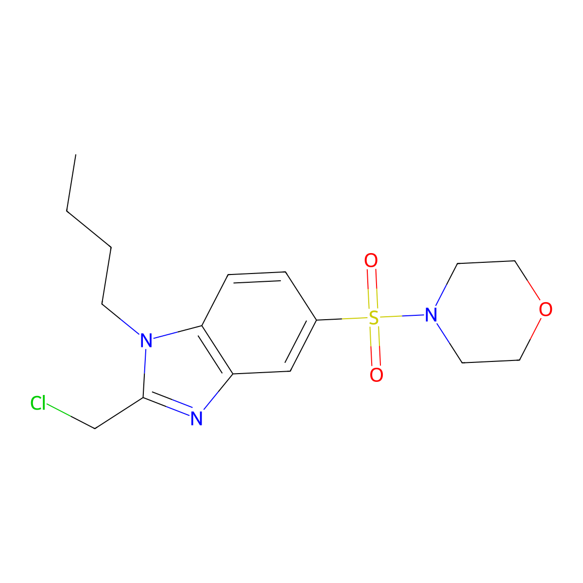 1-butyl-2-(chloromethyl)-5-(morpholine-4-sulfonyl)-1H-1,3-benzodiazole molecular structure, CAS 750599-31-6
