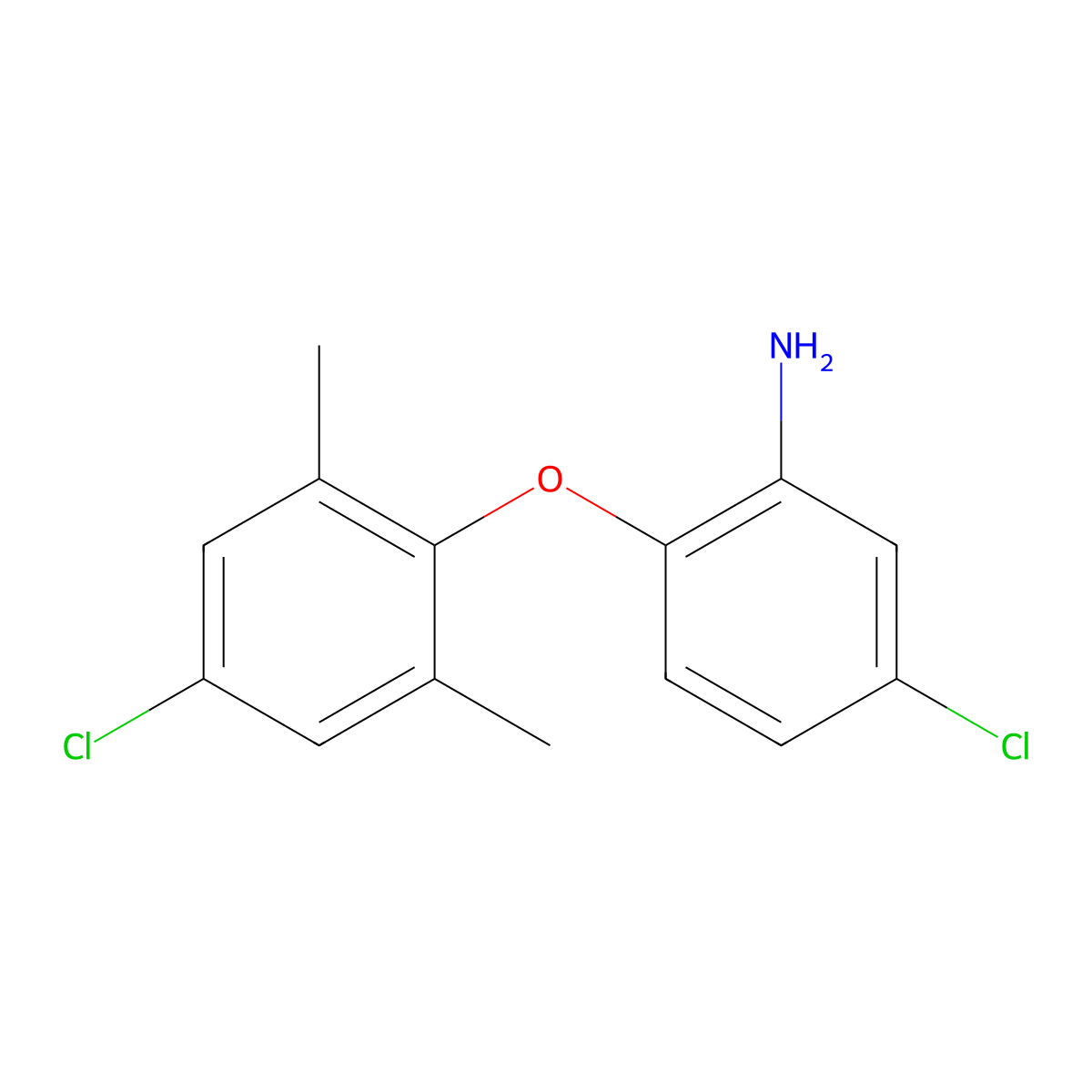 5-Chloro-2-(4-chloro-2,6-dimethylphenoxy)aniline molecular structure, CAS 750599-36-1
