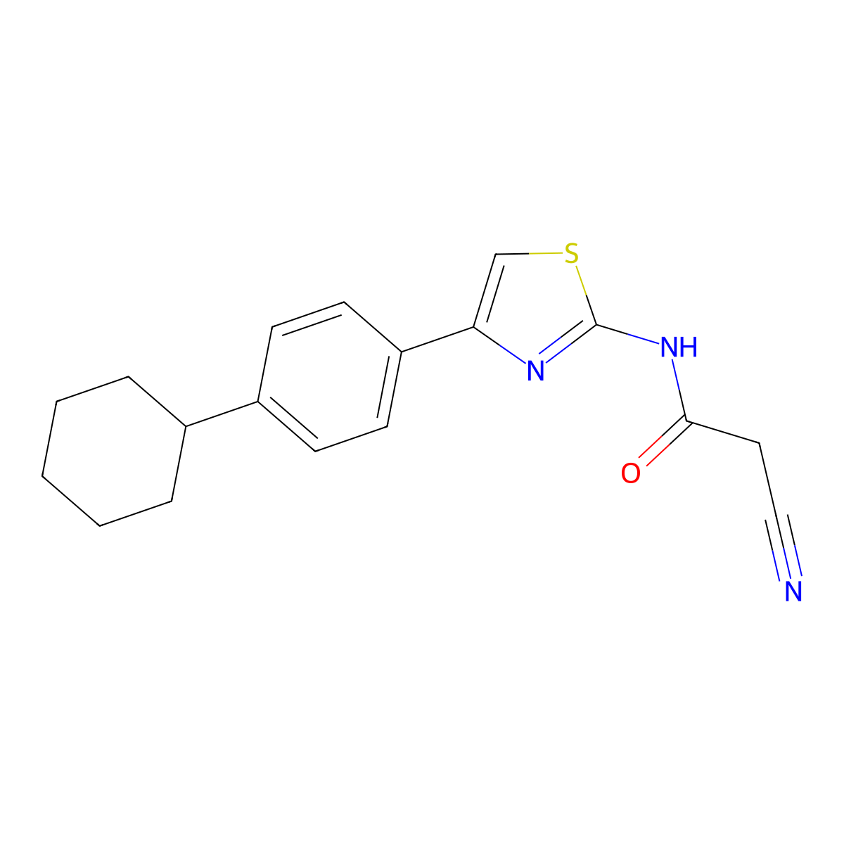 2-cyano-N-[4-(4-cyclohexylphenyl)-1,3-thiazol-2-yl]acetamide molecular structure, CAS 750599-38-3