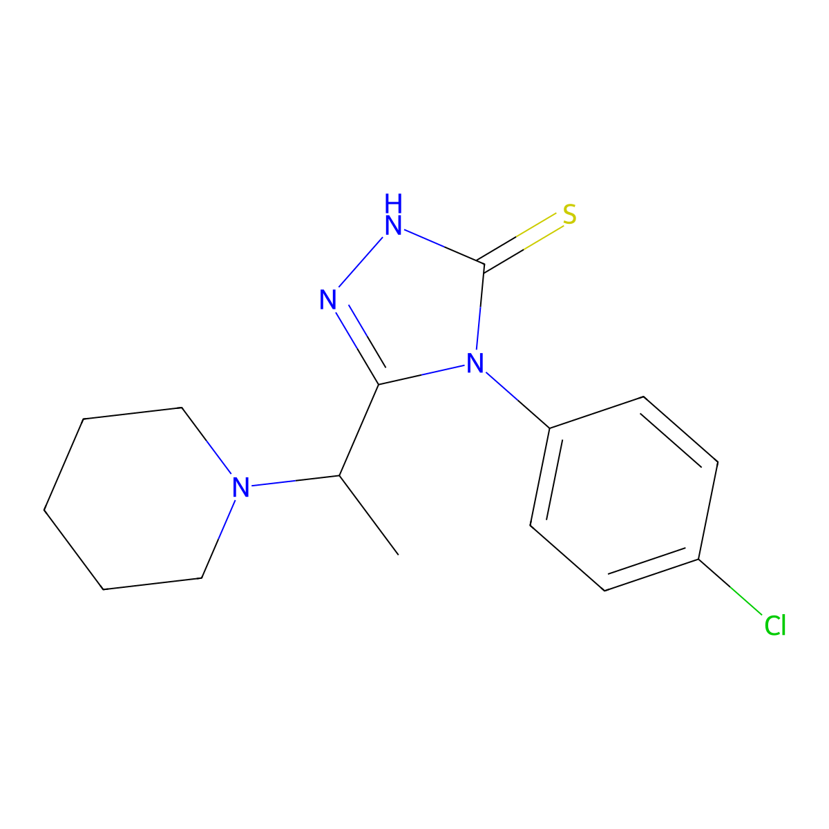 4-(4-chlorophenyl)-5-[1-(piperidin-1-yl)ethyl]-4H-1,2,4-triazole-3-thiol molecular structure, CAS 750599-44-1