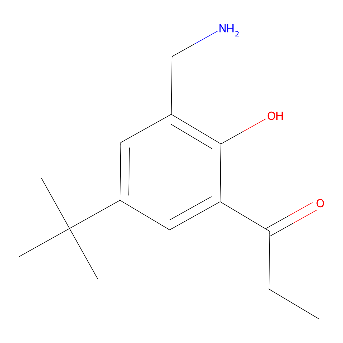 2-Aminomethyl-4-tert-butyl-6-propionylphenol molecular structure, CAS 75060-92-3