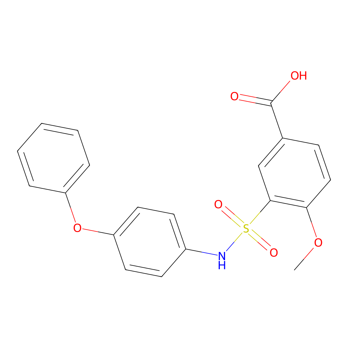 4-methoxy-3-[(4-phenoxyphenyl)sulfamoyl]benzoic Acid molecular structure, CAS 750601-28-6