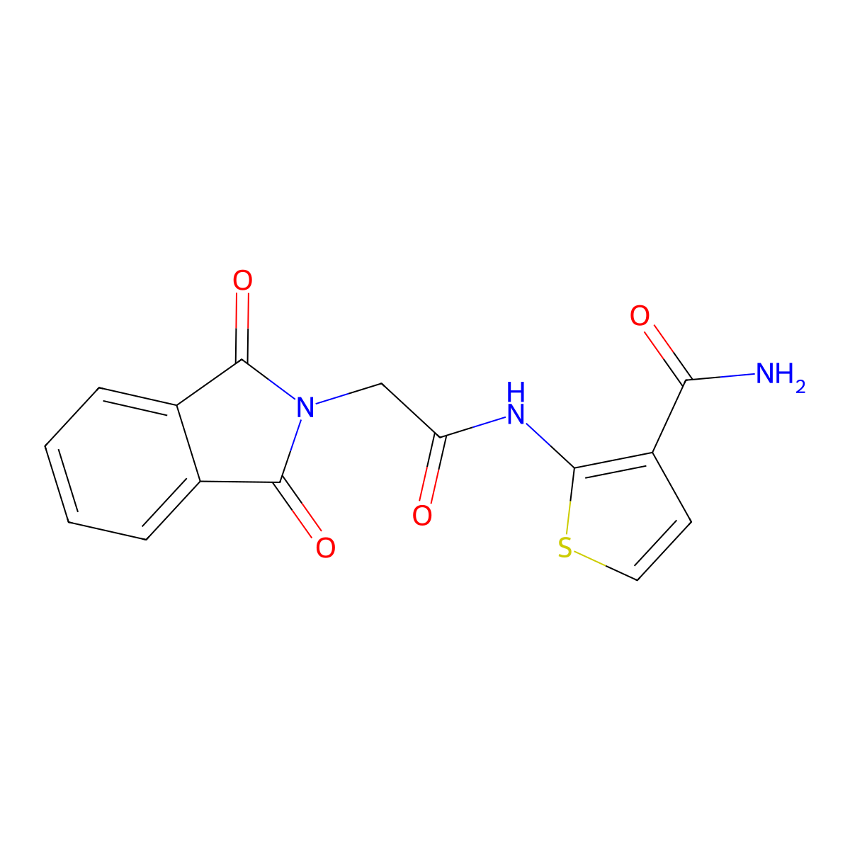 2-(2-(1,3-Dioxoisoindolin-2-yl)acetamido)thiophene-3-carboxamide molecular structure, CAS 750602-75-6