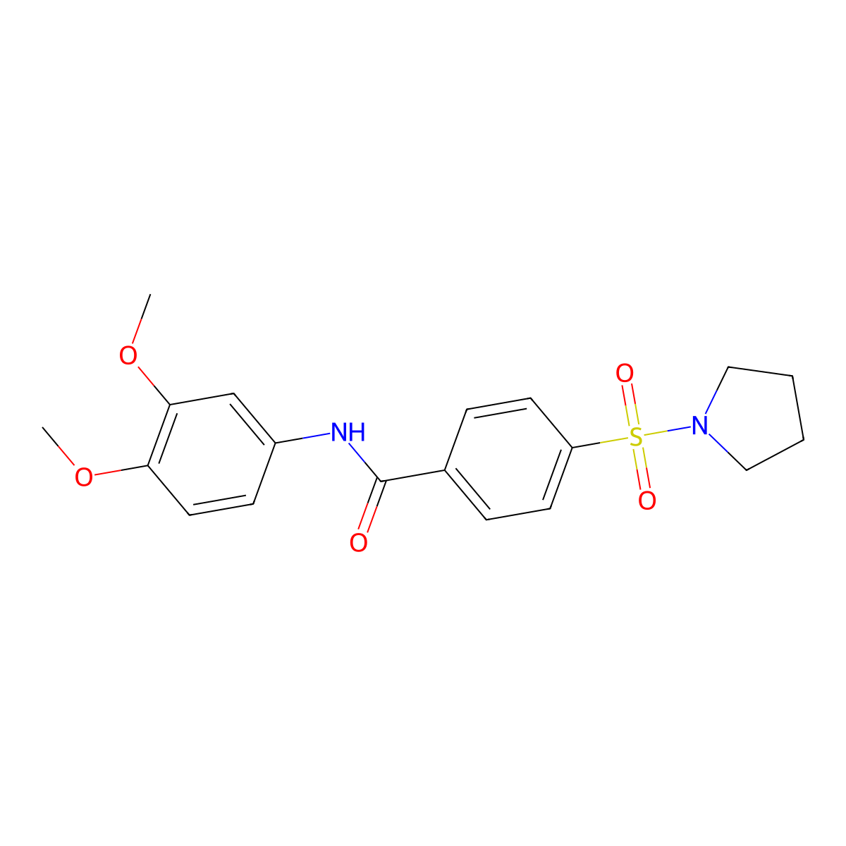 N-(3,4-dimethoxyphenyl)-4-(pyrrolidin-1-ylsulfonyl)benzamide molecular structure, CAS 750603-84-0