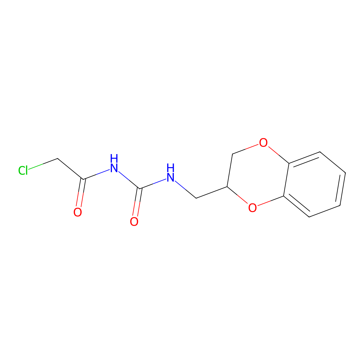 2-chloro-N-(2,3-dihydro-1,4-benzodioxin-3-ylmethylcarbamoyl)acetamide molecular structure, CAS 750604-72-9