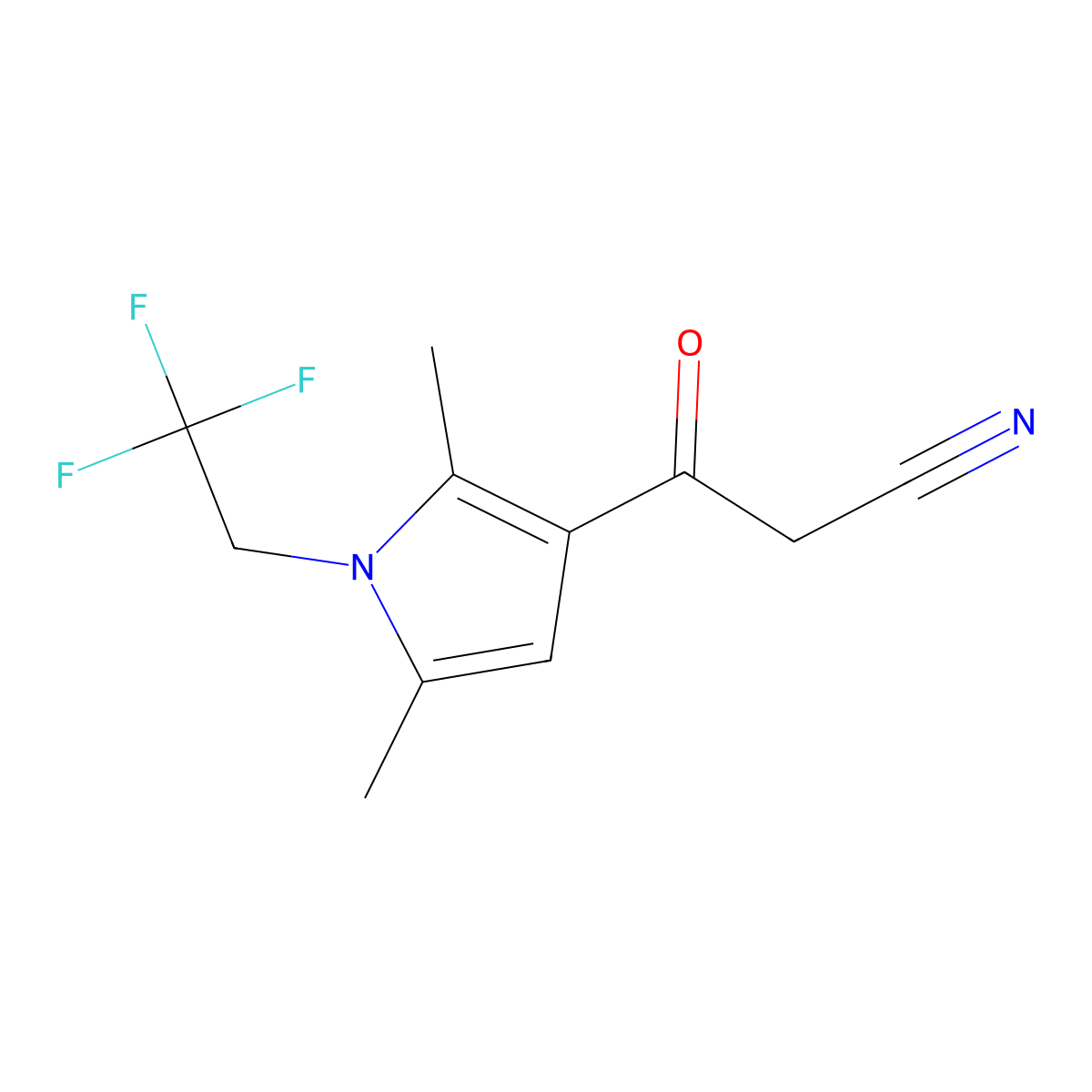 3-(2,5-dimethyl-1-(2,2,2-trifluoroethyl)-1H-pyrrol-3-yl)-3-oxopropanenitrile molecular structure, CAS 750604-77-4