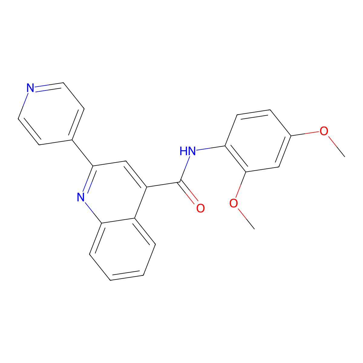 N-(2,4-dimethoxyphenyl)-2-(pyridin-4-yl)quinoline-4-carboxamide molecular structure, CAS 750604-93-4