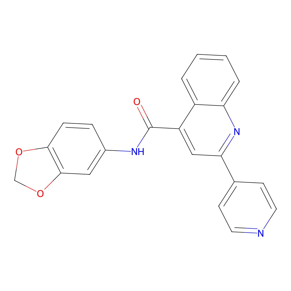 N-(1,3-benzodioxol-5-yl)-2-(pyridin-4-yl)quinoline-4-carboxamide molecular structure, CAS 750605-02-8