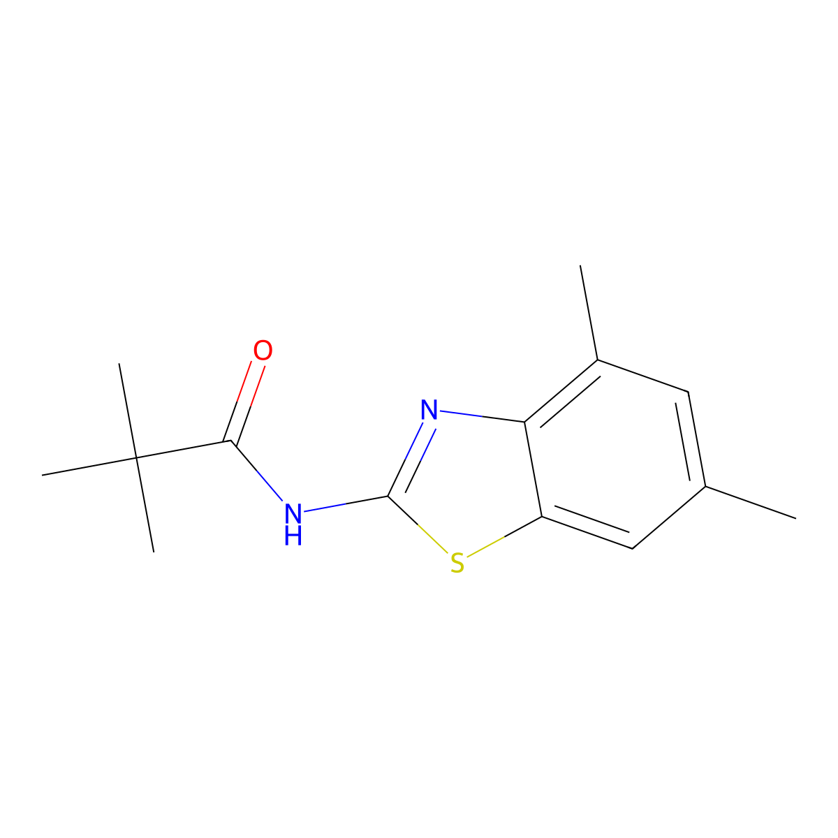 N-(4,6-dimethyl-1,3-benzothiazol-2-yl)-2,2-dimethylpropanamide molecular structure, CAS 750606-19-0