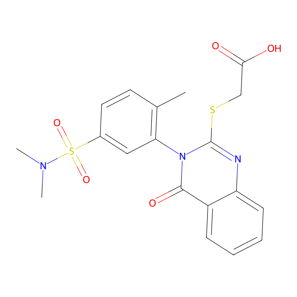 2-({3-[5-(Dimethylsulfamoyl)-2-methylphenyl]-4-oxo-3,4-dihydroquinazolin-2-yl}sulfanyl)acetic acid molecular structure, CAS 750607-31-9