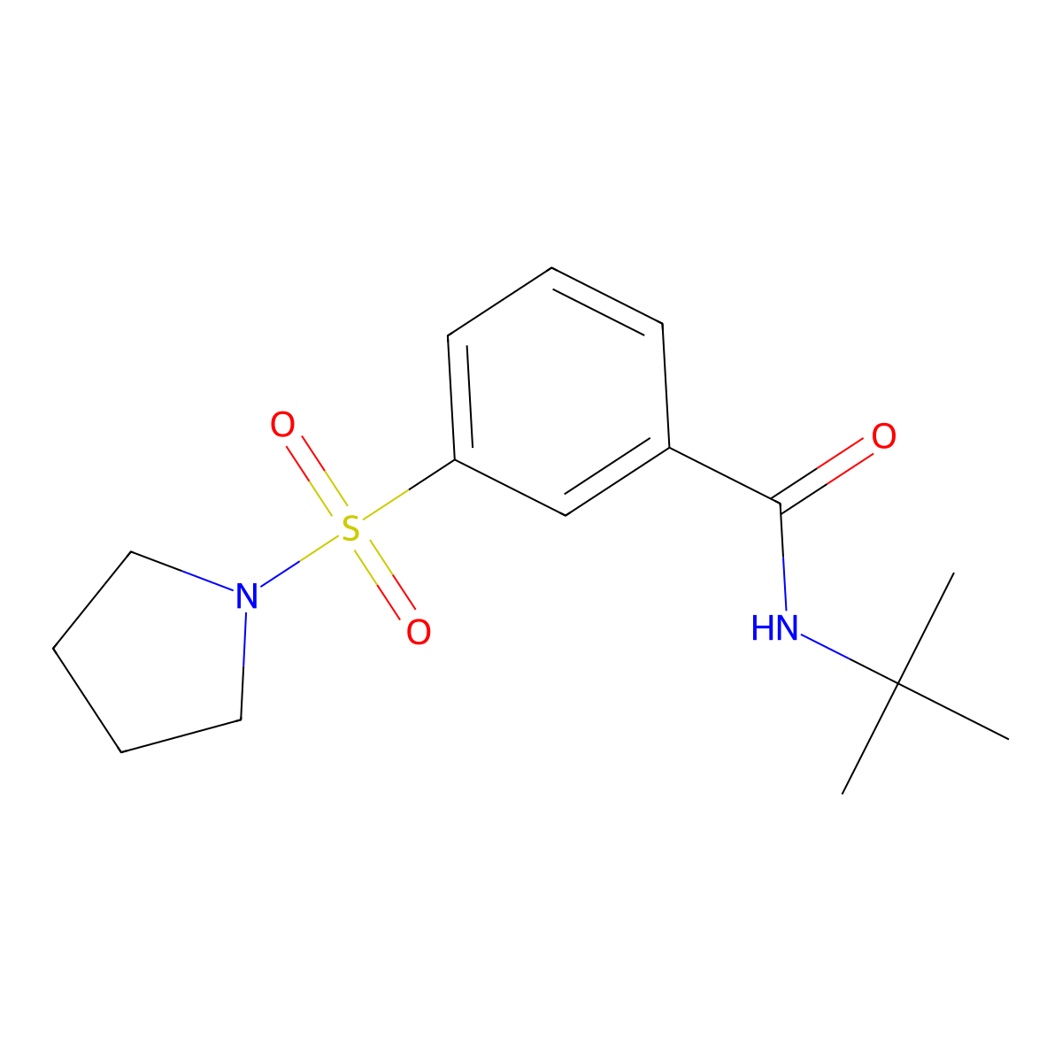 N-tert-butyl-3-pyrrolidin-1-ylsulfonylbenzamide molecular structure, CAS 750607-63-7