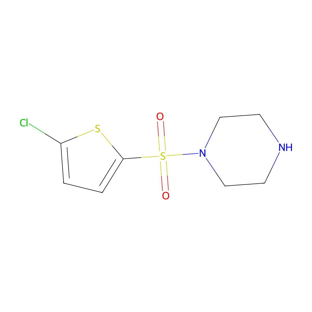 1-[(5-Chlorothien-2-yl)sulfonyl]piperazine molecular structure, CAS 750607-94-4
