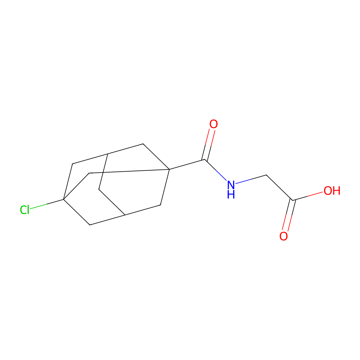 2-[(3-Chloroadamantan-1-yl)formamido]acetic acid molecular structure, CAS 750608-09-4