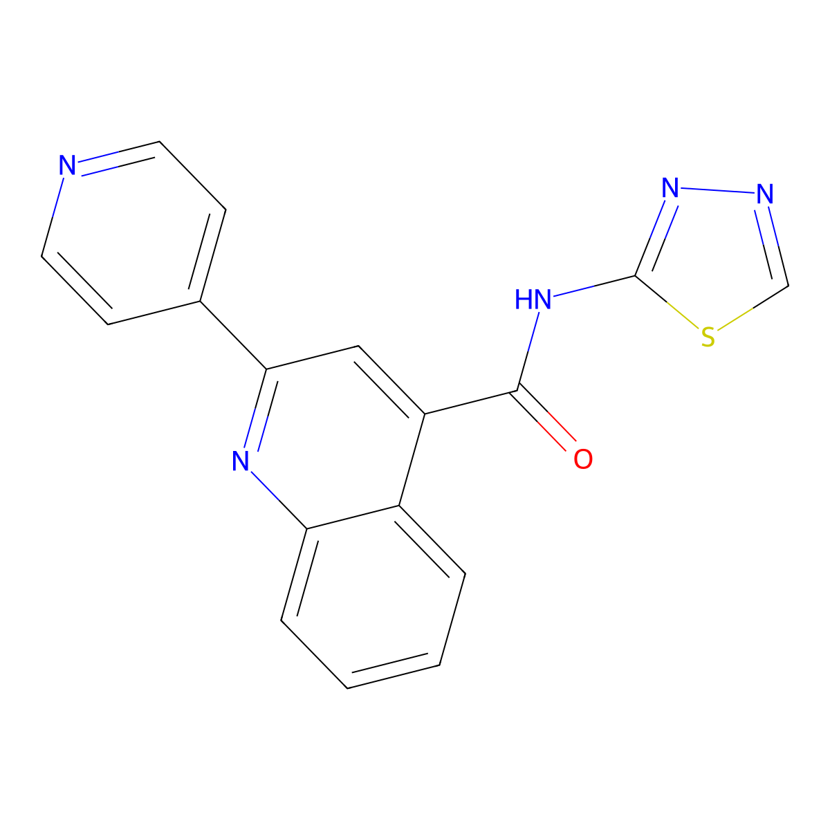 2-(pyridin-4-yl)-N-(1,3,4-thiadiazol-2-yl)quinoline-4-carboxamide molecular structure, CAS 750610-26-5