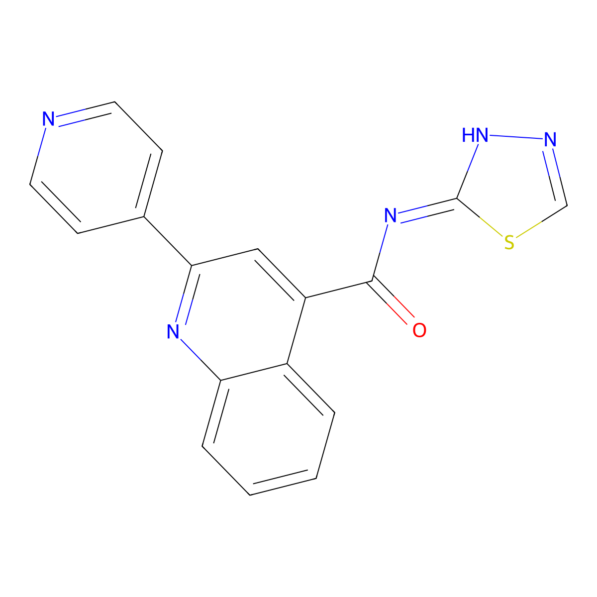 2-(pyridin-4-yl)-N-(1,3,4-thiadiazol-2-yl)quinoline-4-carboxamide molecular structure, CAS 750610-26-5