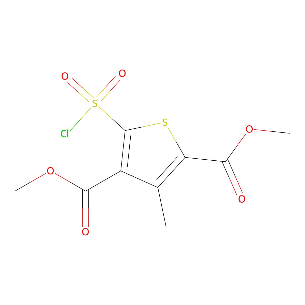 2,4-Dimethyl 5-(chlorosulfonyl)-3-methylthiophene-2,4-dicarboxylate molecular structure, CAS 750611-26-8