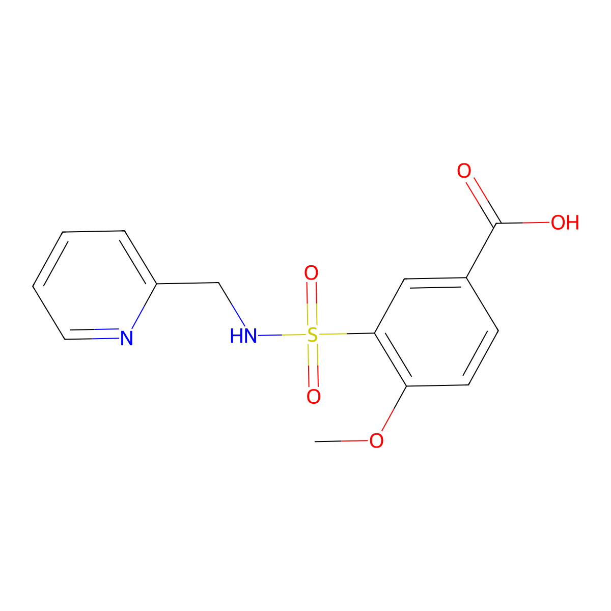 4-Methoxy-3-[(pyridin-2-ylmethyl)sulfamoyl]benzoic acid molecular structure, CAS 750613-43-5