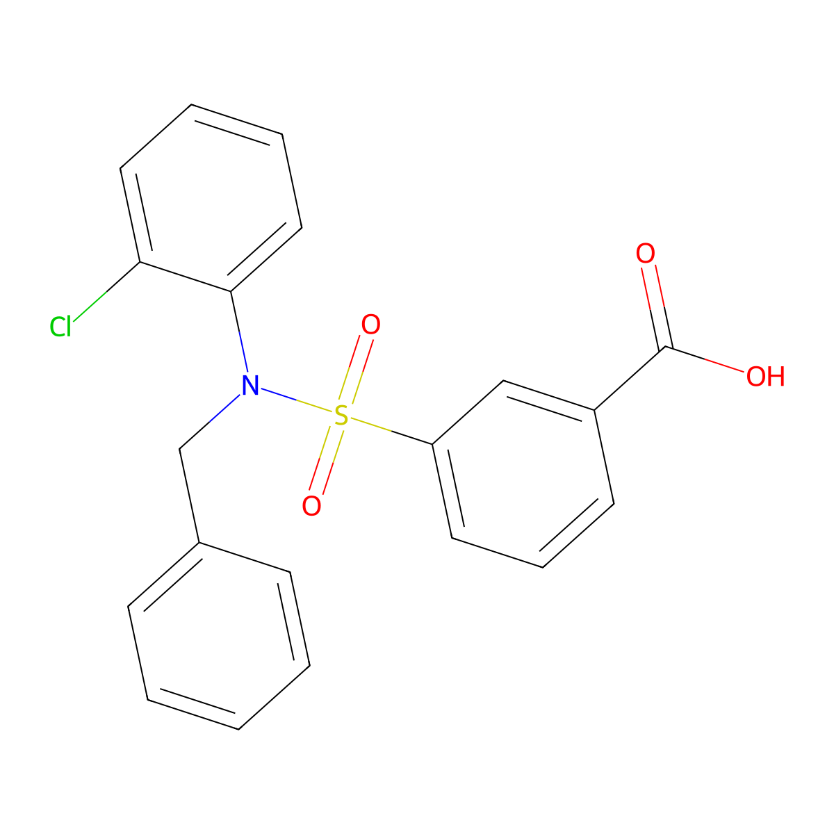 3-[Benzyl(2-chlorophenyl)sulfamoyl]benzoic acid molecular structure, CAS 750613-52-6