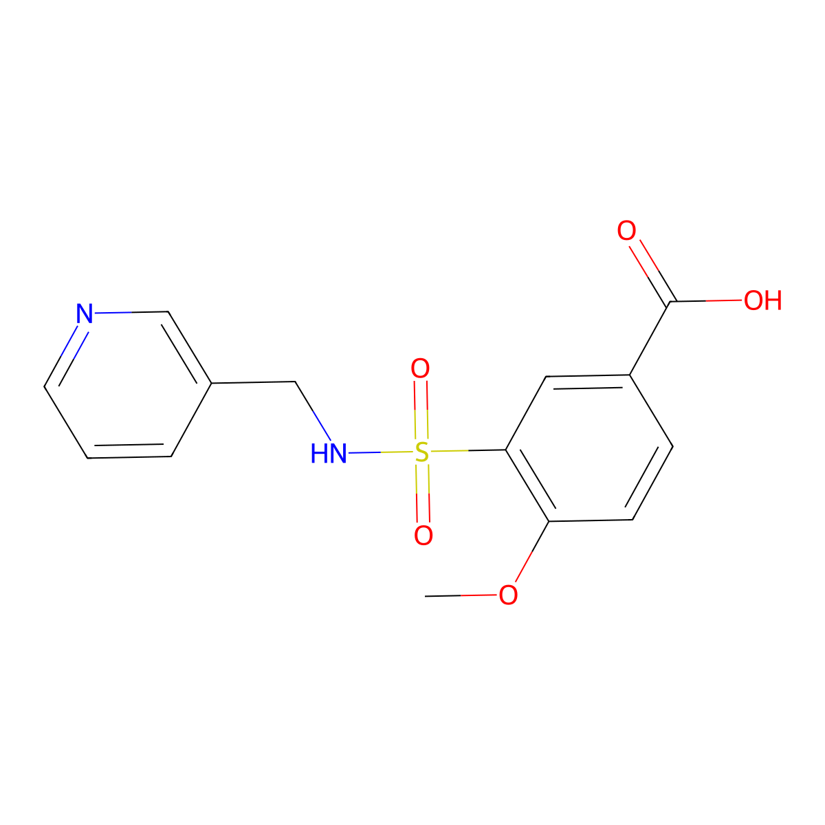 4-Methoxy-3-[(pyridin-3-ylmethyl)sulfamoyl]benzoic acid molecular structure, CAS 750613-57-1