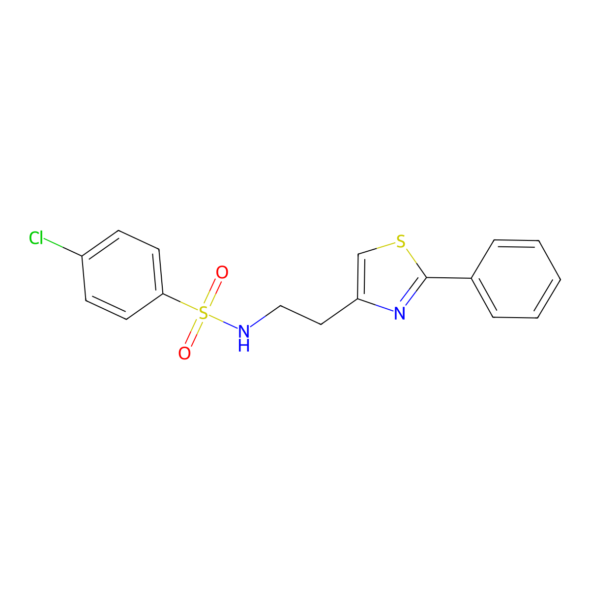4-chloro-N-(2-(2-phenylthiazol-4-yl)ethyl)benzenesulfonamide molecular structure, CAS 750615-42-0