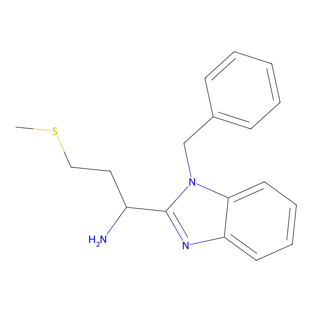 1-(1-Benzylbenzimidazol-2-yl)-3-methylsulfanylpropan-1-amine molecular structure, CAS 750616-10-5